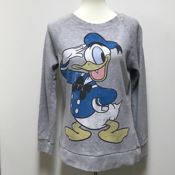 DISNEY SWEATSHIRT M DONALD DUCK SAILOR GRAPHIC GRAY SOFT DISNEYL… - Picture 2 of 9